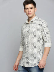 Men Cream Printed Casual Shirt-BENSEEPRINT-1993-Cream