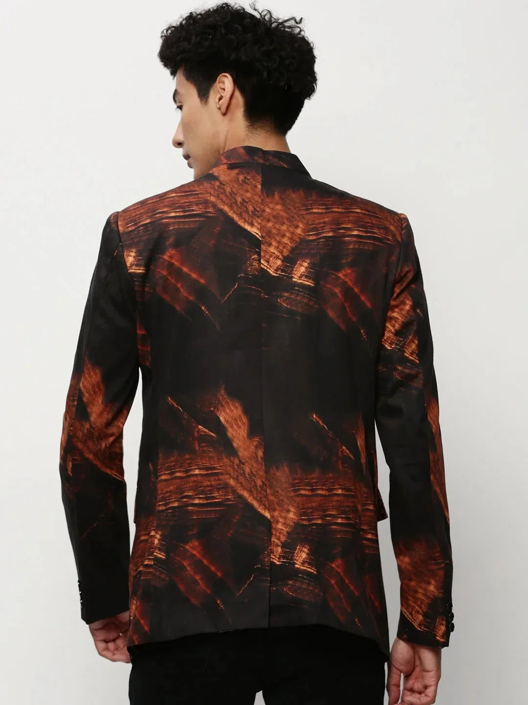 Black Printed Casual Blazer | Modi Jacket for Men - DesiQlo