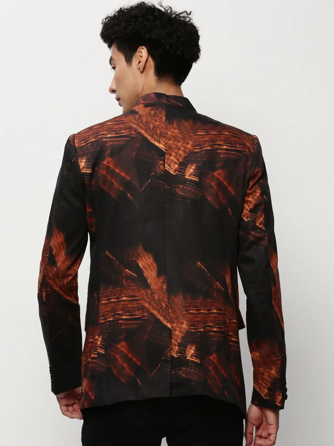 Black Printed Casual Blazer | Modi Jacket for Men - DesiQlo