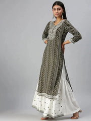 Women's Olive Printed Kurta SetsB32389-Olive