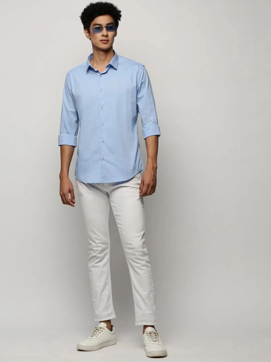 Men's Blue Solid Cotton Shirt | Casual & Formal Shirts