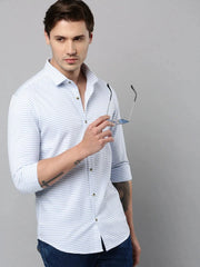 Men White Striped Casual Shirt-COMPACTSTRIPE-4786-White