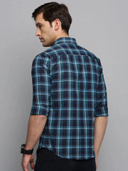 Men Navy Checked Casual Shirt-BOXERCHECKS-3352-Navyblue
