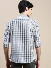 Men White Checked Casual Shirt-LAVINIA-8029-White