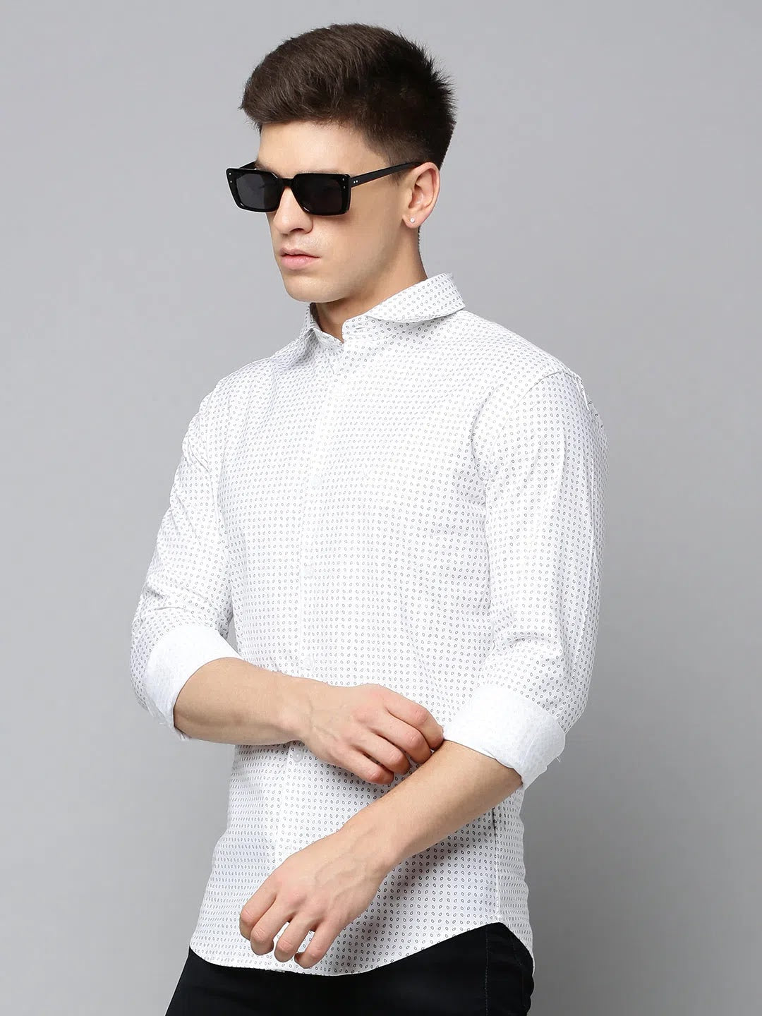 Men White Printed Casual Shirt-FLIORIONIEPRINT-3553-White