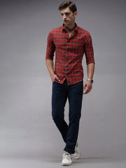 Men Red Checked Casual Shirt-ACHIEVERCHECKS-1199-Red