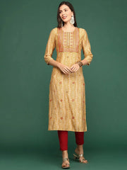 Women's Mustard Solid Straight Kurta-GW-2627-Mustard