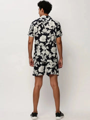 Men Navy Printed Casual Co ords-AM-105-5-Navyblue