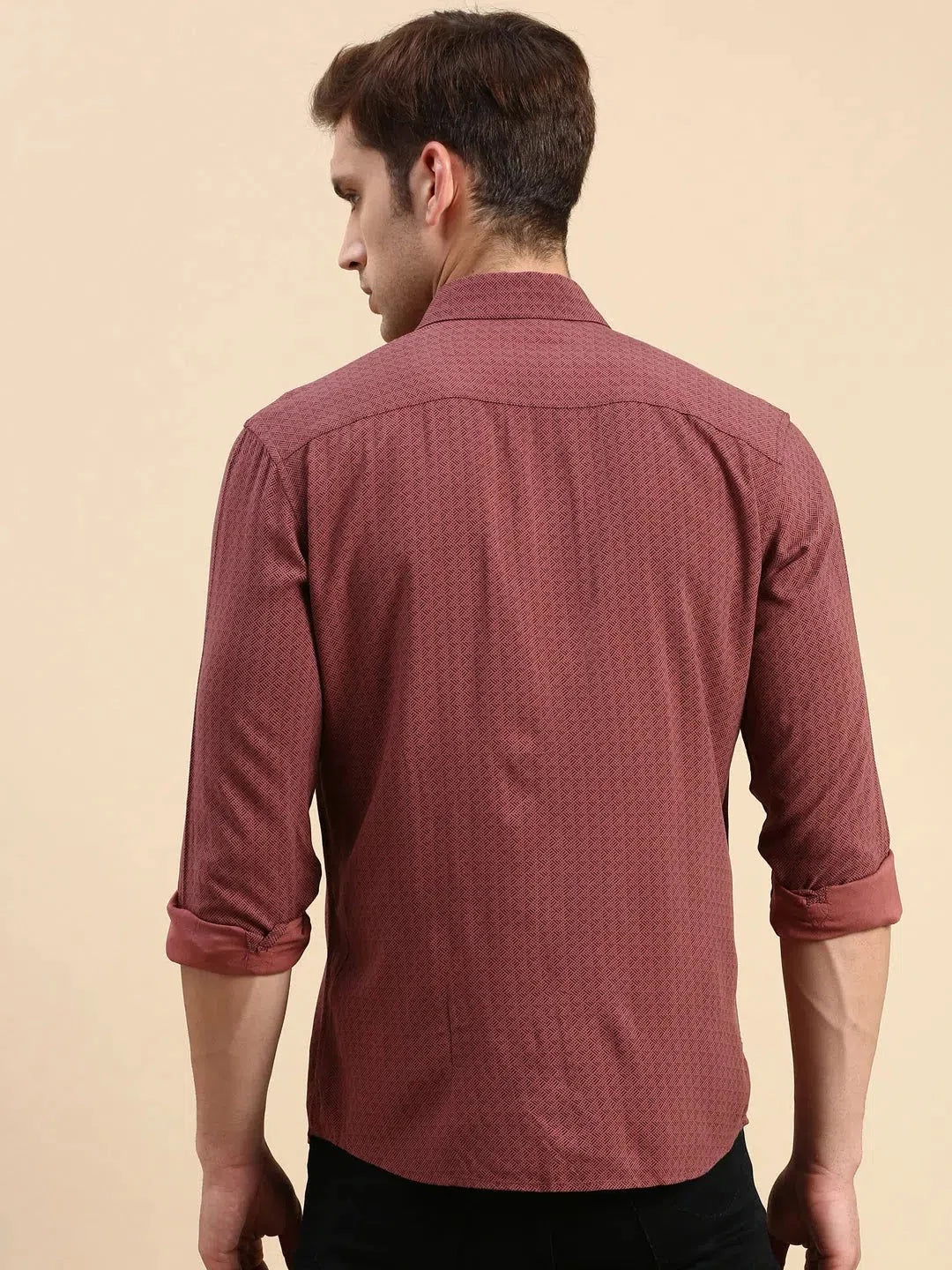 Men's Mauve Printed Shirt - Stylish Cotton Casual Shirts