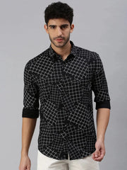 Men Black Printed Casual Shirt-CORAPRINT-1113-Black