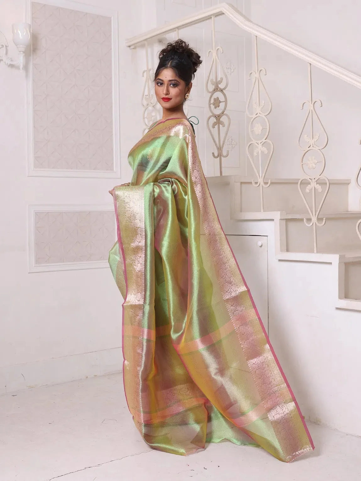 Green Tissue Cotton Saree | Designer Sarees India