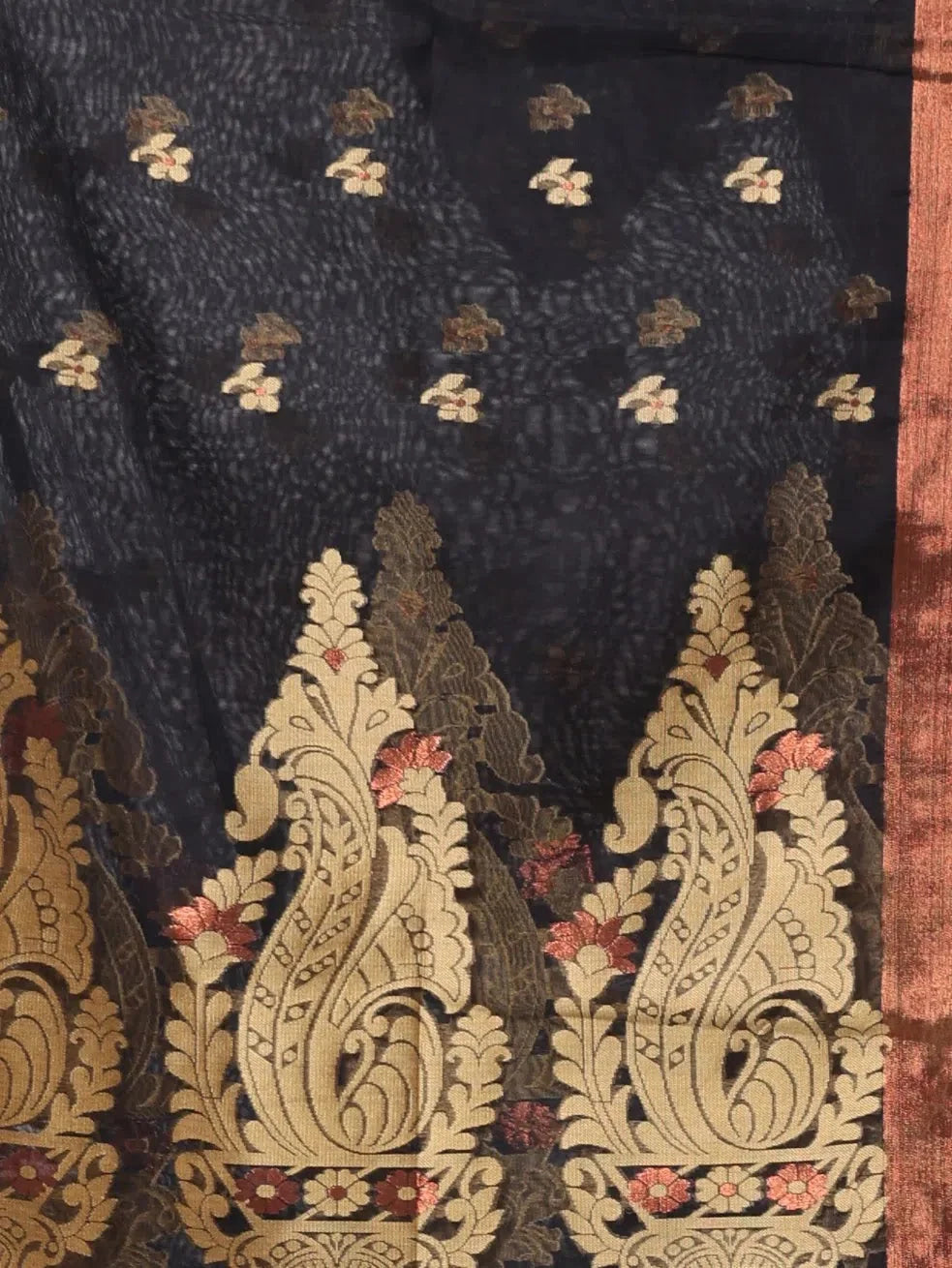 Black Cotton Saree with Zari - Designer Sarees India