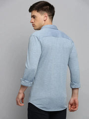 Men Blue Solid Casual Shirt-FORDKNITS-4477-Blue