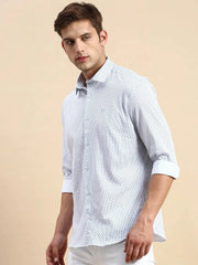 Men White Striped Casual Shirt-LUCASKNITS-4593-Offwhite