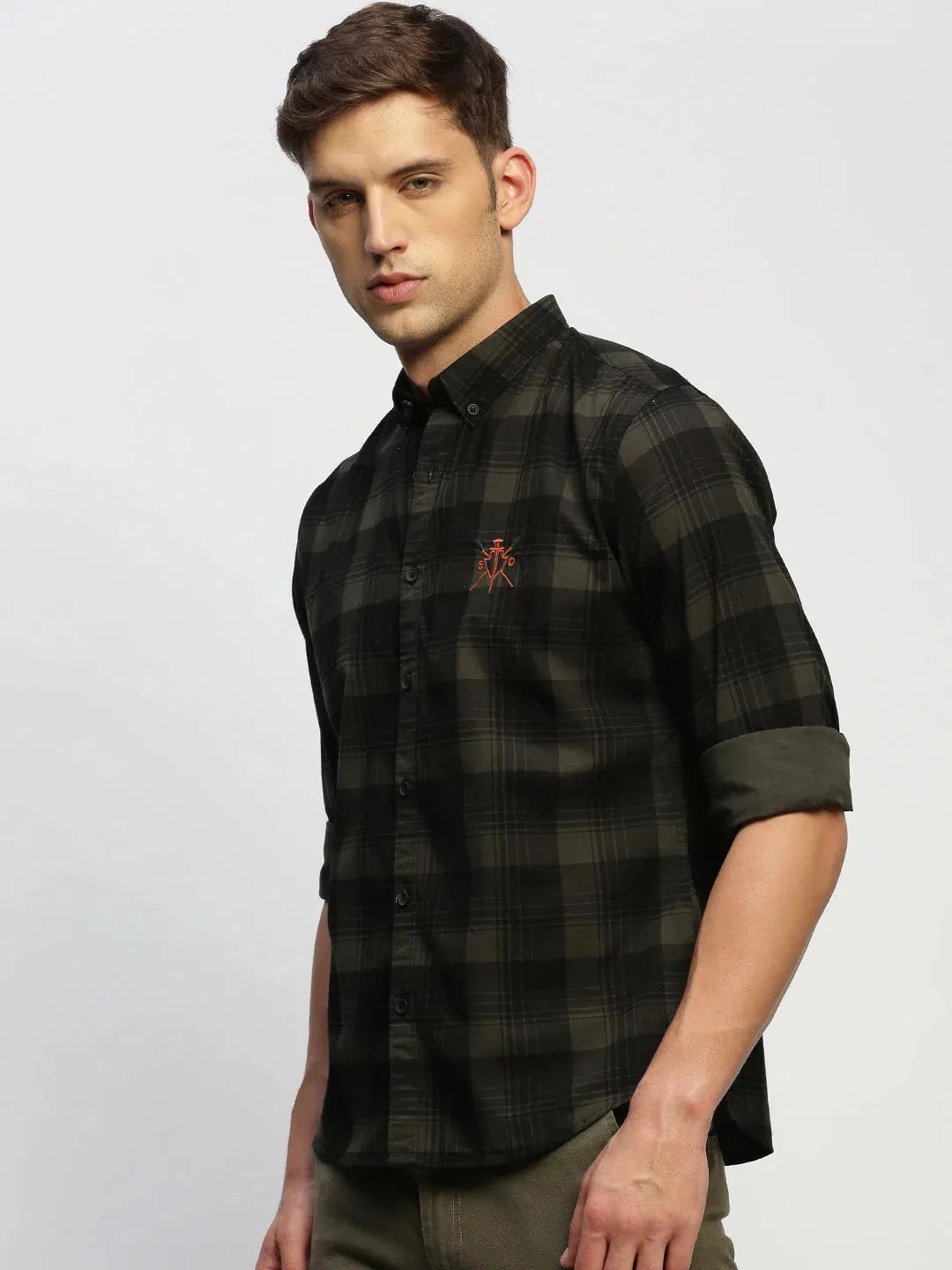 Men's Green Checkered Cotton Shirt | Stylish Mens Shirt