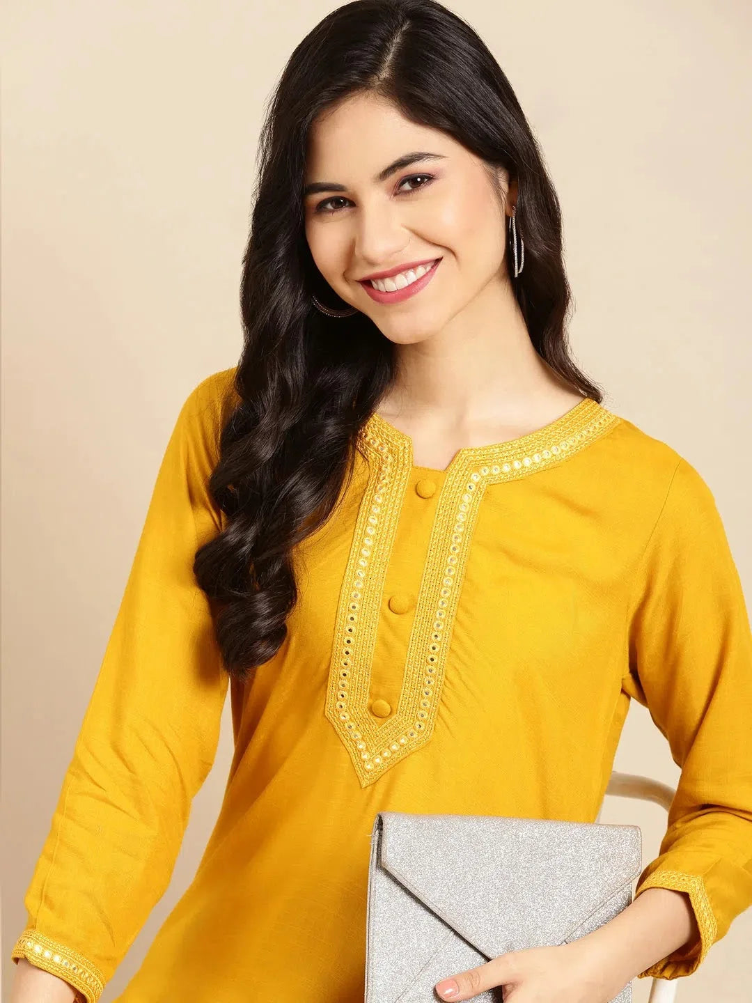 Mustard Indian Kurti for Ladies | Cotton Tunic Top for Women