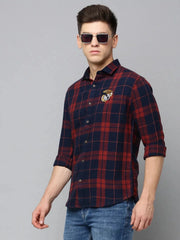 Men Navy Checked Casual Shirt-NEOCHECKS-5176-Navyblue