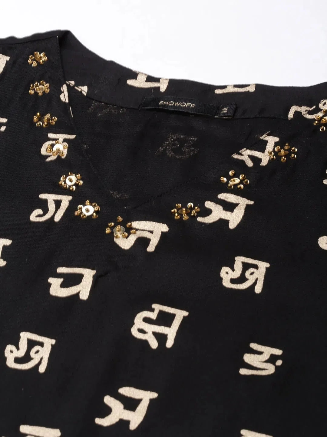 Black Ethnic Motifs Cotton Kurta - Women's Indian Kurta Styles