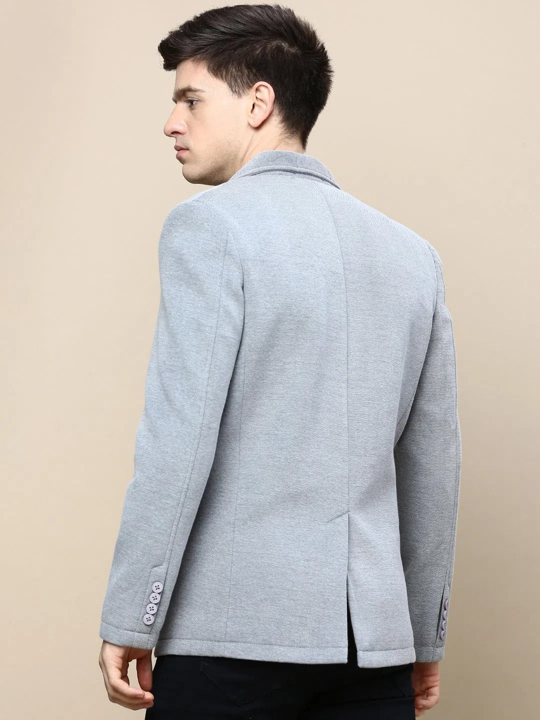 Grey Solid Casual Blazer | Indian Nehru Jackets - DesiQlo