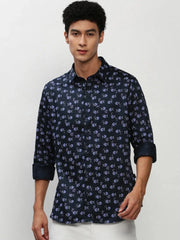 Men Navy Printed Casual Casual Shirts-YAYIN-1575-Navyblue