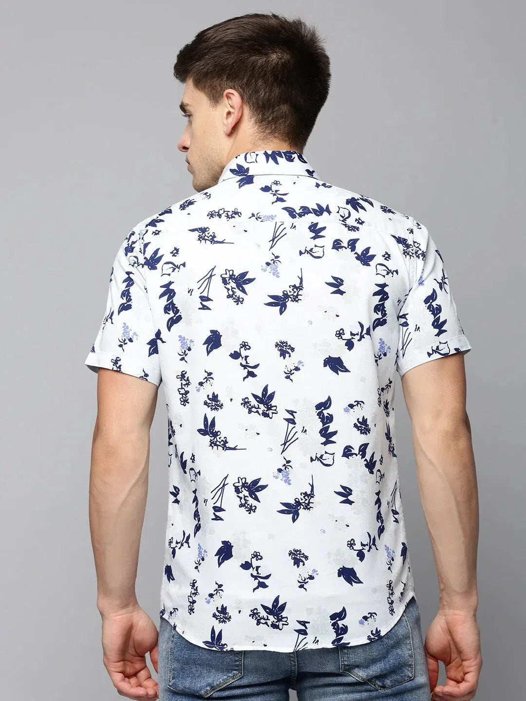 White Printed Mens Shirt - Stylish Cotton Shirt by DesiQlo