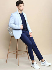 Men Blue Solid Casual Blazers-AR-42-Blue