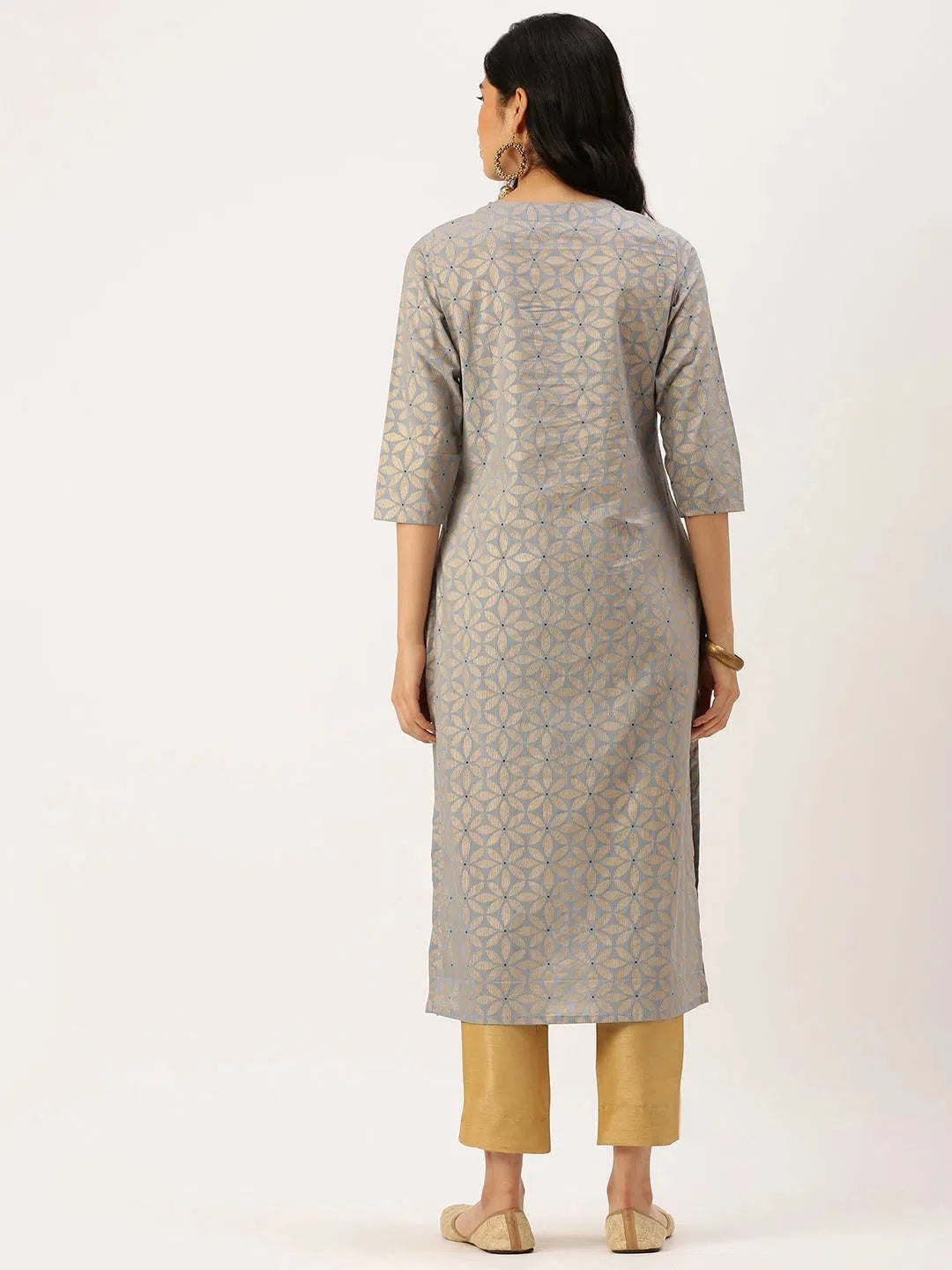 Blue Printed Straight Kurta for Women | Indian Kurta Online