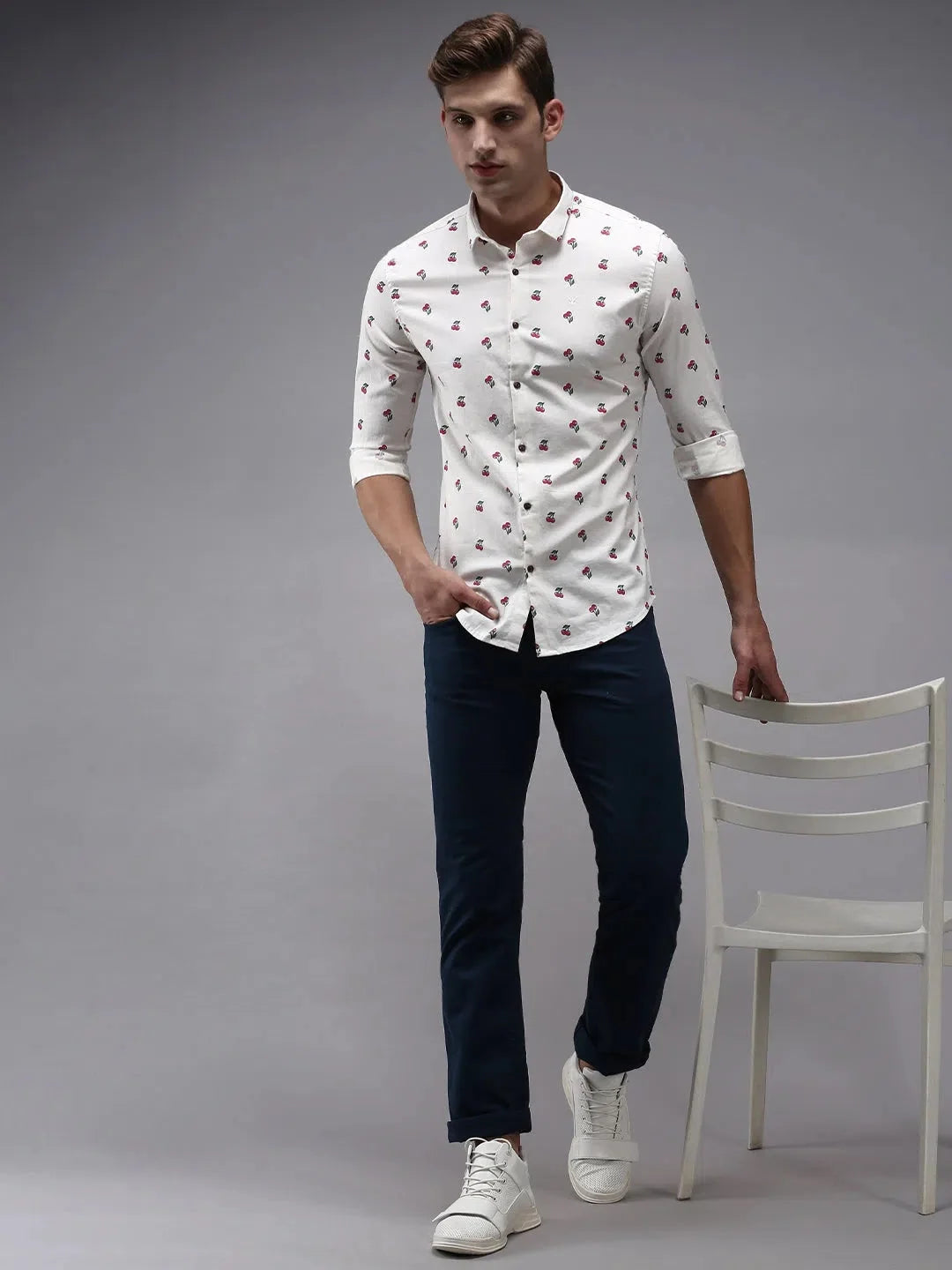 Stylish Beige Printed Mens Shirt - Cotton Casual Shirt | DesiQlo