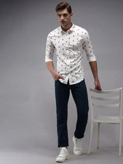 Men Beige Printed Casual Shirt-ORIGINPRINT-1750-Cream