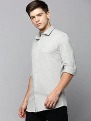 Men Grey Solid Casual Shirt-SAATVIKKNITS-4453-Greymelange