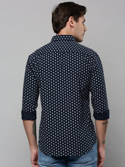 Men Navy Printed Casual Shirt-NTORQPRINT-4871-Navyblue