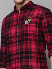 Men Purple Checked Casual Shirt-COLLINSCHECKS-4046-Magenta