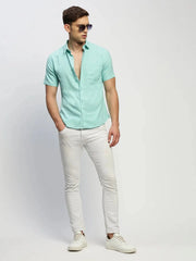 Men Green Solid Shirt-BRION-1804-Seagreen