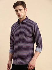 Men Navy Striped Casual Shirt-PACIFICSTRIPE-4933-Navyblue