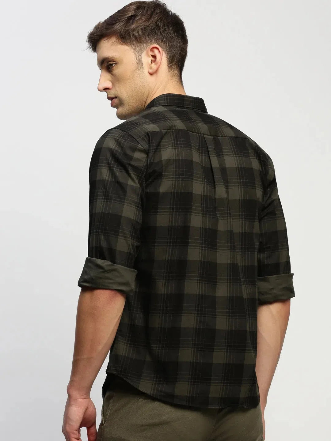 Men's Green Checkered Cotton Shirt | Stylish Mens Shirt