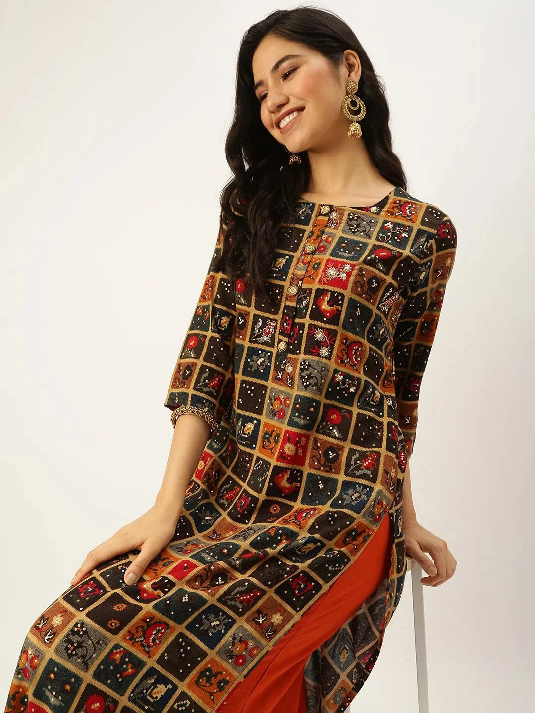 Multi-Color Printed Kurta: Shop Women's Trendy Indian Kurtas