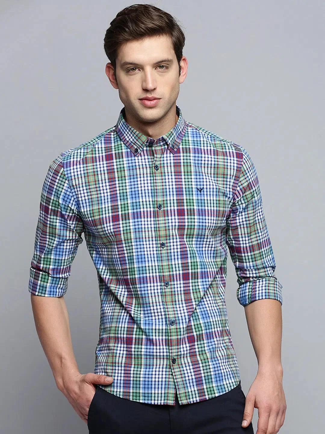 Blue Checked Casual Shirt for Men - Cotton Mens Shirt