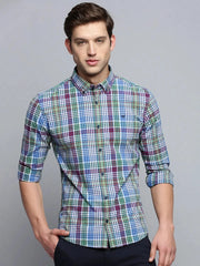 Men Blue Checked Casual Shirt-SOMNIUMCHECKS-2015-Blue