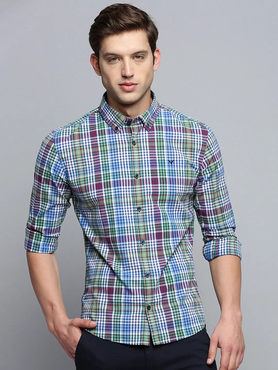 Blue Checked Casual Shirt for Men - Cotton Mens Shirt