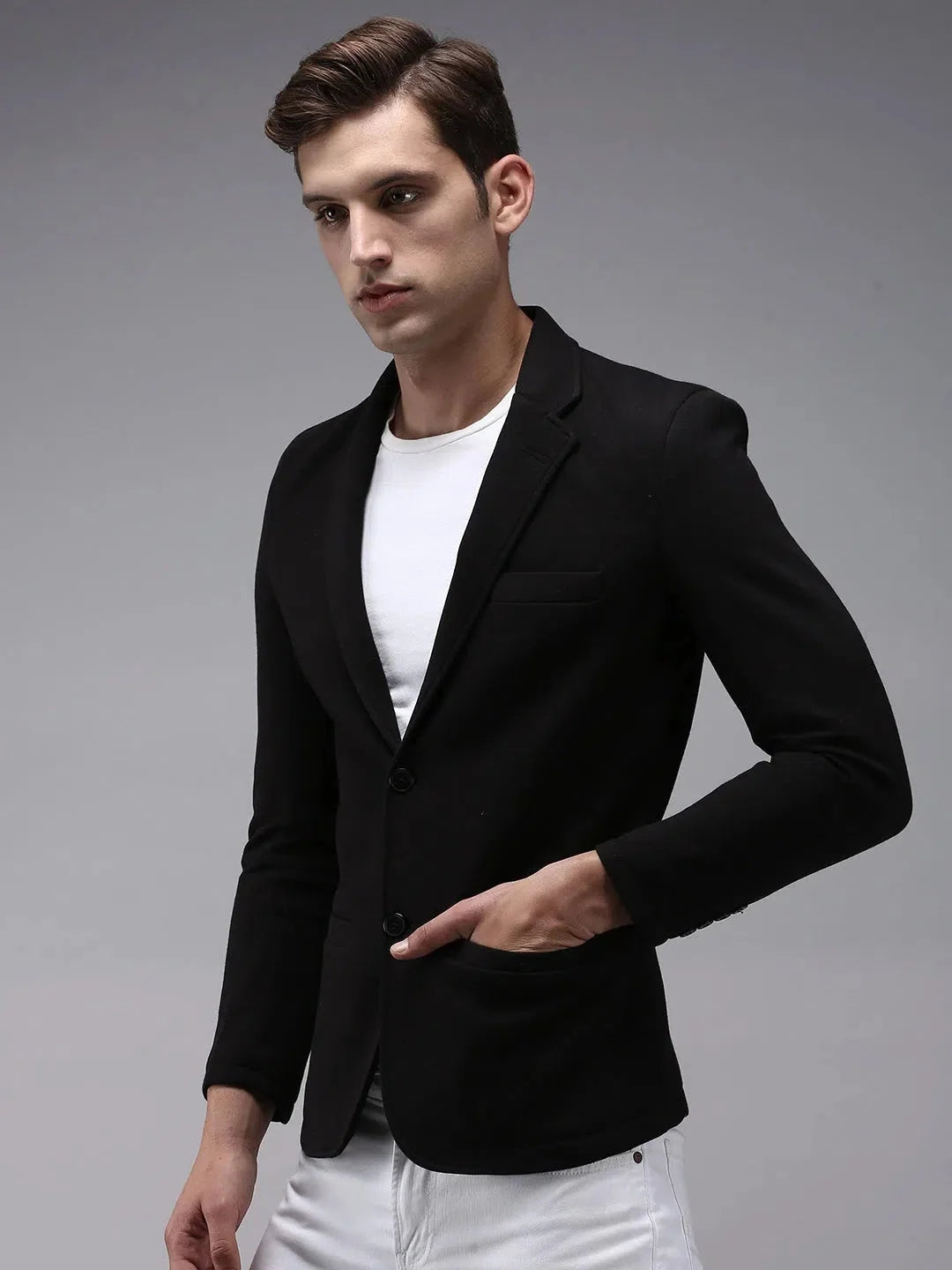 Men's Black Nehru Jacket: Solid Cotton, Indian Ethnic Wear
