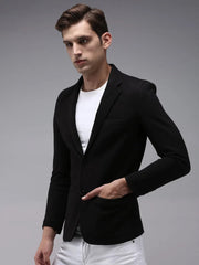 Men Black Solid Blazer-AR-021-Black