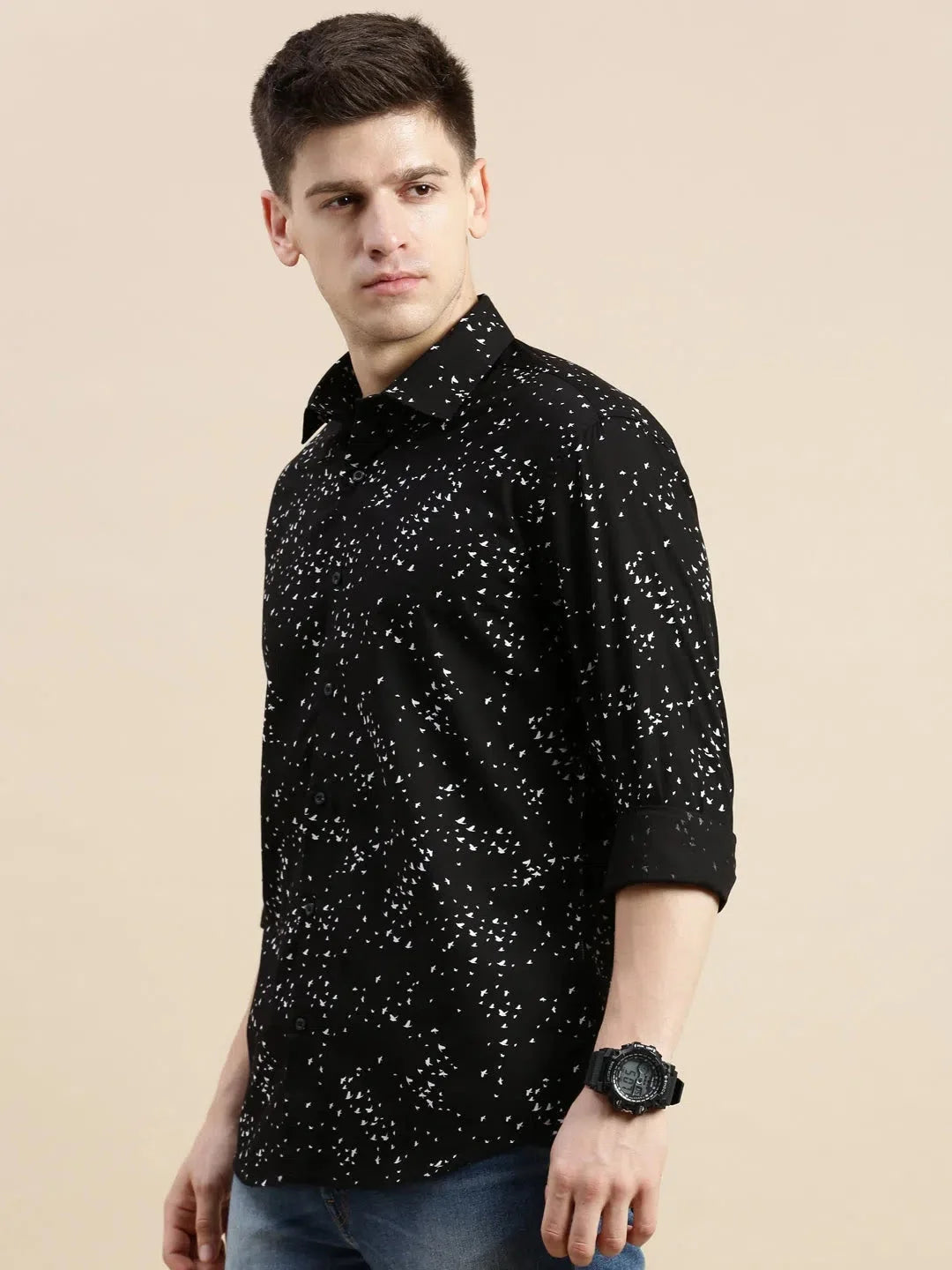 Black Graphics Mens Shirt - DesiQlo Cotton Printed Shirt