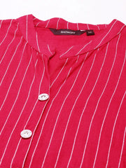 Women's Magenta Striped Kurta SetKC-7915-Magenta