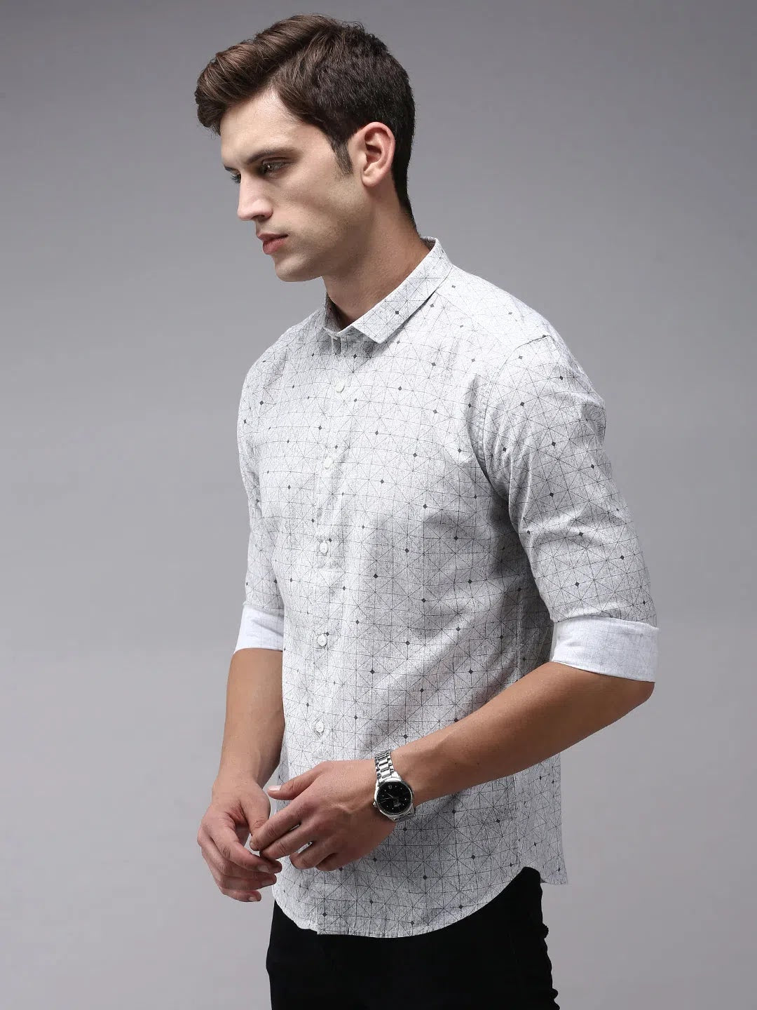 Wholesale Men Grey Checked Casual Shirt