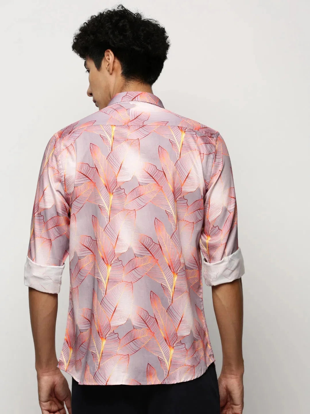 Grey Floral Mens Shirt - Cotton Printed Shirt by DesiQlo