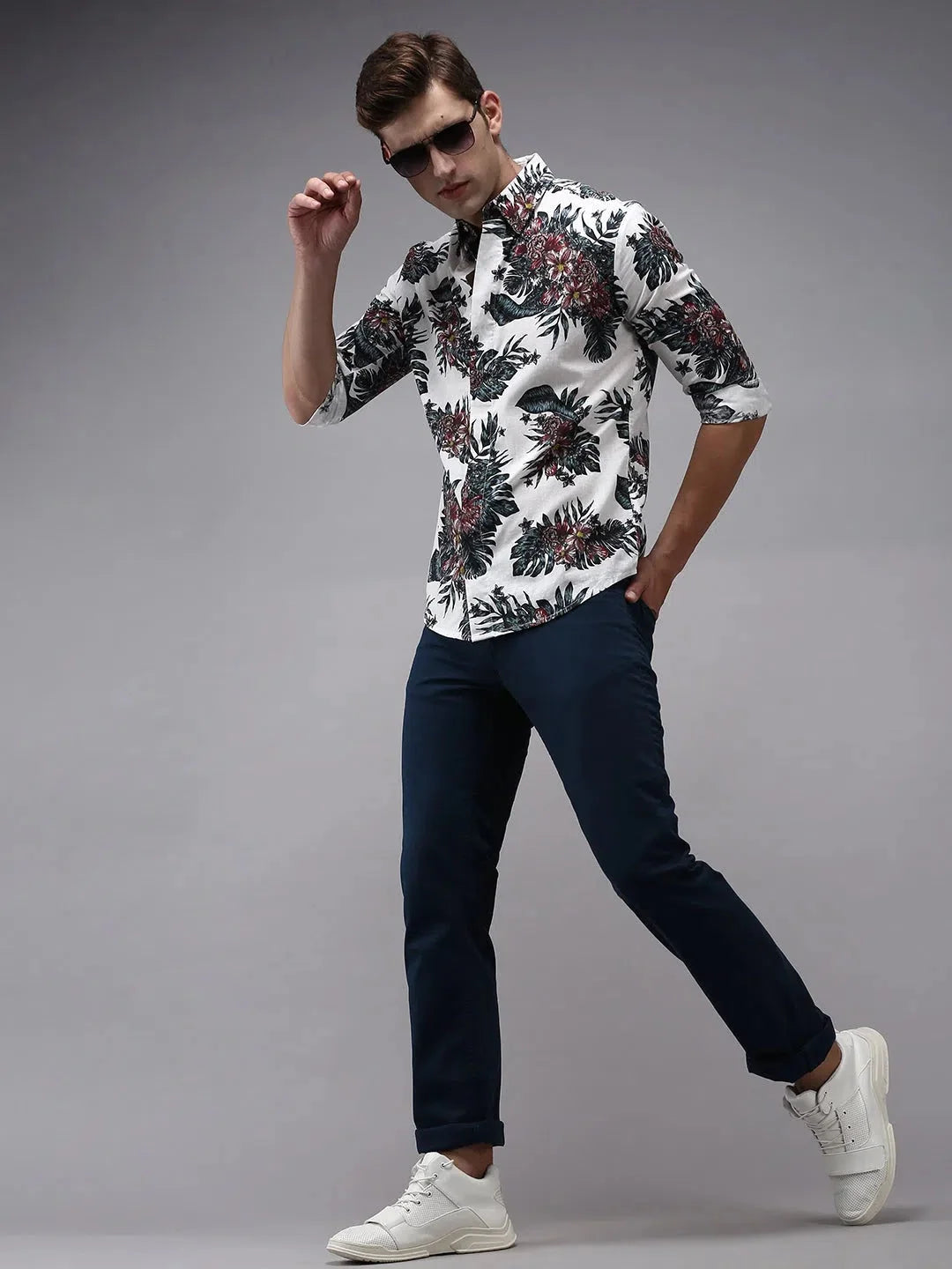 White Printed Mens Shirt | Stylish Cotton Casual Shirt