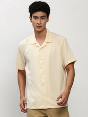 Men Cream Solid Casual Casual Shirts-AGASTHYA-1591-Cream