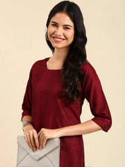 Women's Red Embroidered Kurta SetKC-837-Burgundy