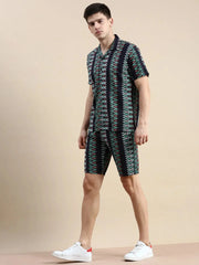 Men Black Printed Casual Co ord Set-BLACKBERRY-1689-Black