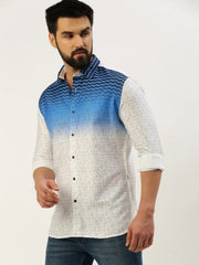 Men White Printed Casual Shirt-QUINN-3608-White
